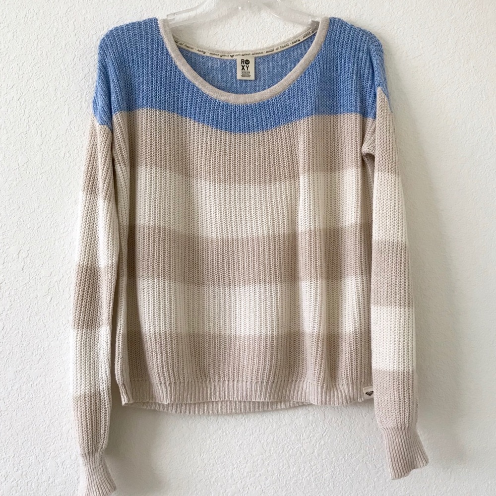 Roxy Stripe Knit Beige Sweater